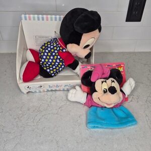 Mattel Disney Babies Mickey Plush And Minnie Mouse Puppet Vintage Red Blue Kids